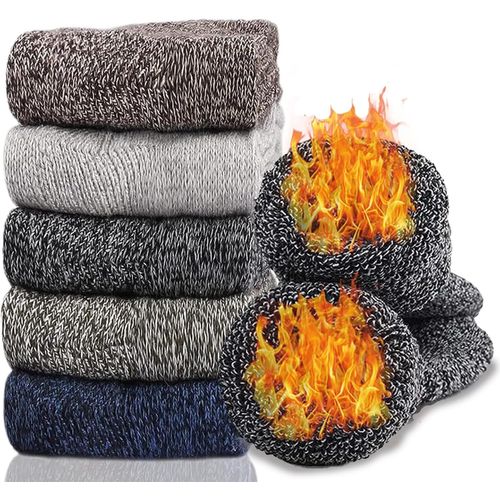 5 Paires Chaussettes Thermiques Pour Hommes Et Femmes,Taille 35-42,Chaussettes D'hiver Épaisses Et Chaudes Pour Temps Froid