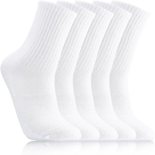 5 Pairs White Sport Socks For Men Women Tennis Socks 38-42 Breathable Running Socks Hiking Socks For Work Running Walking Casual Hiking Cycling,White,One Size