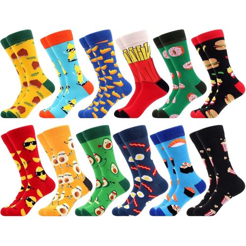 12 Pairs Funny Casual Socks For Men Colorful Cotton Socks Pattern