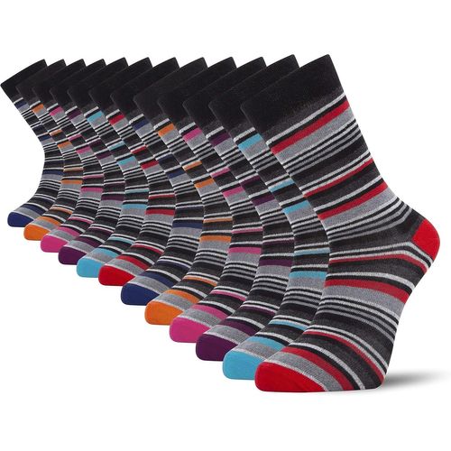 Mens Multi Stripe Socks,12 Pack & 6,Multicoloured,Pack Of 6-11