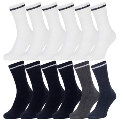 12 Pairs One Size Fits All Classic Comfortable Sports Socks,Men,4 Mixed Colours (6-11 / Eu 39-45)