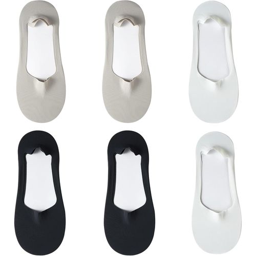 6 Pairs Mens Invisible Ice Silk Non Slip Socks No Show Ice Silk Socks For Boots (Size 6-10),Black,One Size