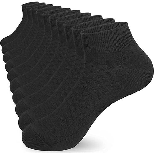 5 Pairs Mens Bamboo Non Slip Low Top Socks For Men 7-11 White Black