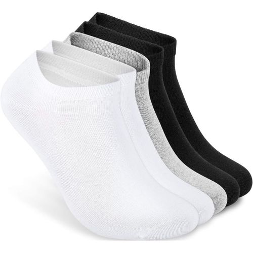 Grey Short Socks Women And Men 6-8 (5 Pairs)-Unisex Socks-Low Socks Grey,Mix|2 X White + 1 X Grey + 2 X Black,8-Jun