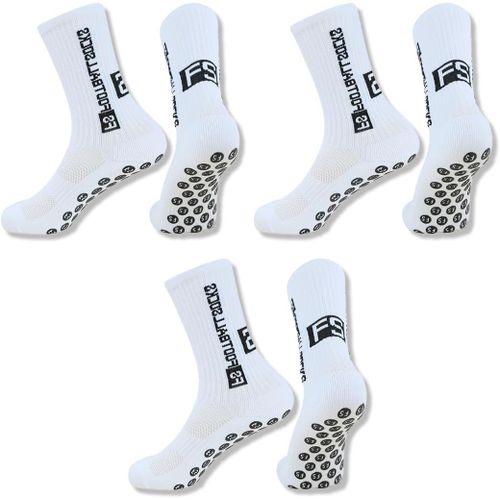 3 Pairs Of Non-Slip Foot Socks For Men And Women,Eu 39-46,Non-Slip Football Socks,Sports Socks For Football,Basketball,Rugby,Yoga,Trekking,White