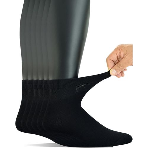 6 Pairs Mens Diabetic Seamless Cotton Extra Wide Socks,6 Pairs Plain Black,6-11,6 Pairs Plain Black