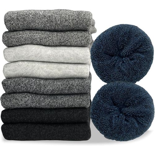 5 Paires Chaussettes Chaudes Homme,Hiver Épaisses Douces,Classiques Thermiques Chaussettes En Laine Appropriés Port Quotidien Ski Travail En Extérieur,Taille 39-45