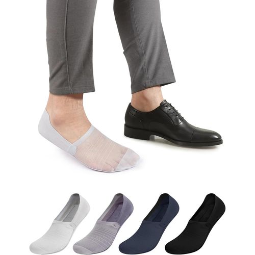 4 Pairs Men's Invisible Ice Silk Mesh Short Breathable Socks With Non-Slip Silicone Sports Socks For Men,Dark,11-Jun