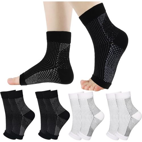 4 Pairs Of Neuropathy Compression Socks For Men And Women Plantar Fasciitis For Fitness Sports Arthritis Pain (Black And White,Xxl)
