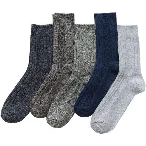 Men's Wool Socks 5 Pairs Socks Men Winter Socks Women Men Winter Wool Cotton Knit Warm Thick Winter Outdoor Sports Christmas Gifts Grey,Grey,18