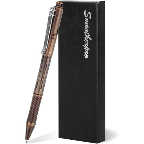 Kgabery-Solid Brass Ballpoint Pen Compatible With Pilot G2 Refills Heavy Duty Parkinson Arthritis Pen Vintage Color Black (Rg335)