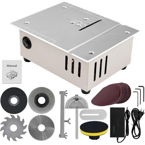 KGABERY-Lifting Mini Table Saw,Multifunctional Table Saw Electric Table Saw 96W 7 Levels Adjustable Power Supply Eu 220V For Cutting Wood,Stainless Steel,Acrylic