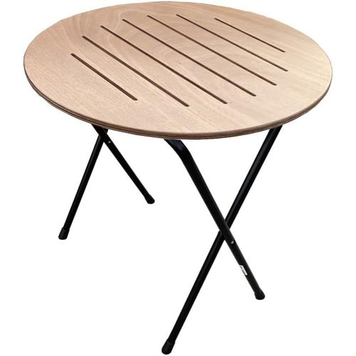 Kgabery-Silvia Folding Table,Metal,Okume Natural,Round
