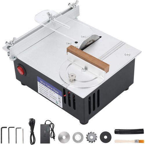 KGABERY-Mini Table Saw,7 Speed Adjustable Table Saw,Precision Portable Table Saw With 4 Blades And Safety Cover,Adjustable Blade Height 0.1-15Mm