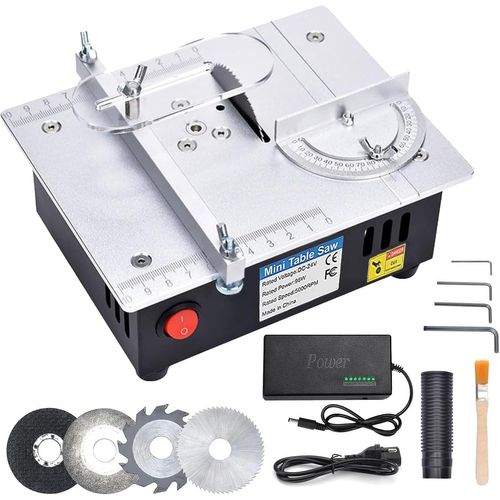 KGABERY-Mini Circular Table Saw With 4 Blades,Power 7 Speed Adjustable Precision Table Saw,96W Table Saw Portable 0.1-15Mm Height Adjustable Saw Blade And Safety Shutter
