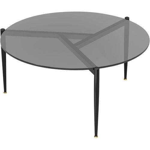 Kgabery-Round Living Room Coffee Table: Living Room Furniture In Tempered Glass And Metal Coffee Table Modern Design For Office Bedroom 80x40 Cm