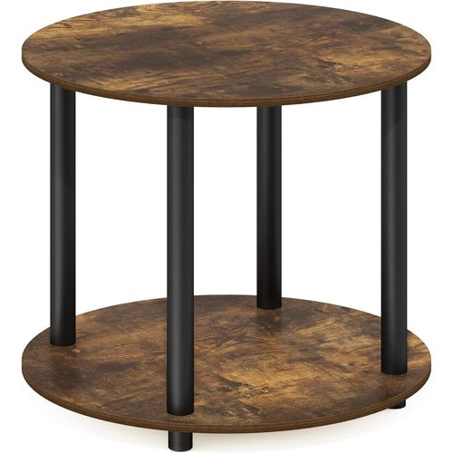 Kgabery-Turn-N-Tube 2-Tier Round Engineered Wood Coffee Table,Amber Pine,1-Pack
