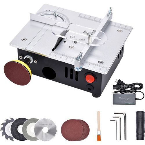 KGABERY-Mini Table Saw 5000 Rpm Adjustable Blade Height 0.1-15Mm 7 Speed Table Saw Multi-Function Table Saw For Precise Woodworking Table Saw Small Table Saw