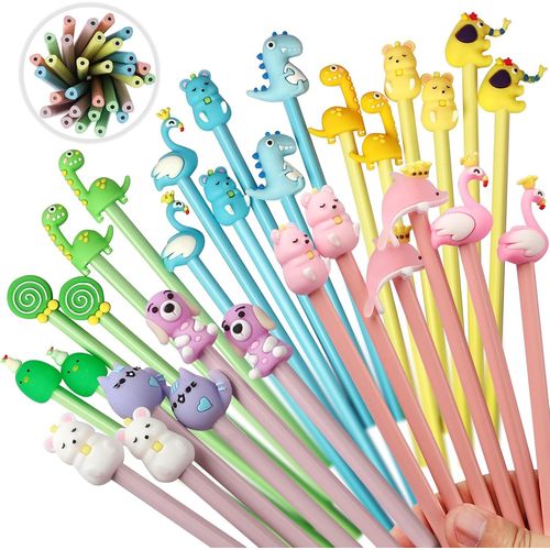 Kgabery-30xcute Wooden Pencils For Animal Pen Caps,Hb Pencil,Children's Gift For Birthday Party