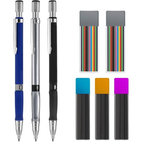 Kgabery-Pack Of 8 Pencil Holders Set,3 Lead Holders Delivered With 2 Black Refills And 3 Boxes Of Refills Colours,Drawing Material,For Drawing Sketching Illustration And Writing