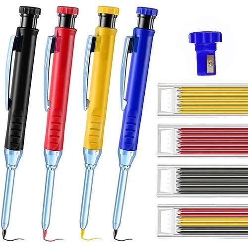 Kgabery-Solid Carpenter Pencils Set-Deep Mouth Marking Tool 2.8mm Lead Fill And Built-In Sharpener-Woodworking Brands Stationery Supplies Qb372