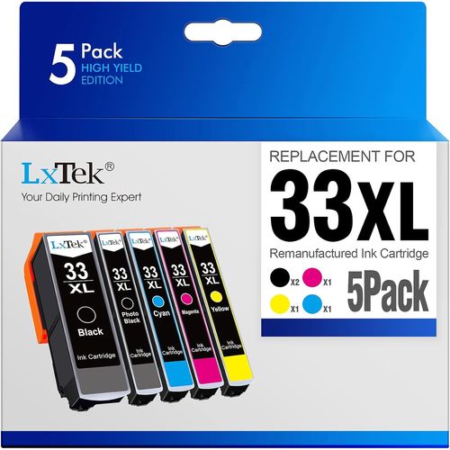 KGABERY-Compatible Ink Cartridges Replacement For Epson 33 33Xl For Expression Premium Xp-530 Xp-540 Xp-630 Xp-635 Xp-640 Xp-645 Xp-830 Xp-900 Xp-7100 (Black Photo Black Cyan Magenta Yellow,5-Pack)