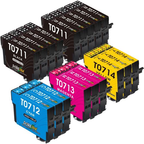 KGABERY-T0715 Multipack Ink Cartridge For Epson T0711 T0712 T0713 T0714 For Epson Stylus Sx400 Sx510W Bx610Fw Sx200 Dx4400 Sx100 Sx218 Sx515W Dx9400F Bx600Fw Sx4400 15 Sx6 10Fw Dx8400 (18-Pack)