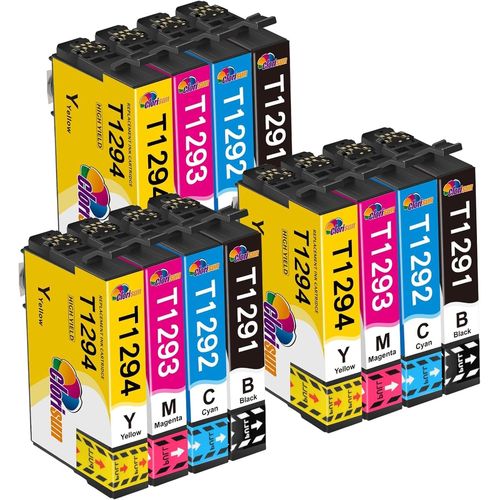 KGABERY-T1295 Multipack Ink Cartridge For Epson T1291 T1292 T1293 T1294 Ink Compatible With Epson Stylus Sx525Wd Sx535Wd Sx425W Sx230W Sx235W Stylus Office Bx635Fwd Bx305Fw Workforce Wf-3520 (12