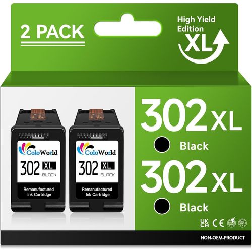KGABERY-302 Xl Ink Cartridge For Hp 302Xl Black Compatible With Hp Officejet 3831 3833 3830 5230 4650 Deskjet 3636 3630 3633 3639 2130 2132 Envy 4520 4527 4525(2) Black)