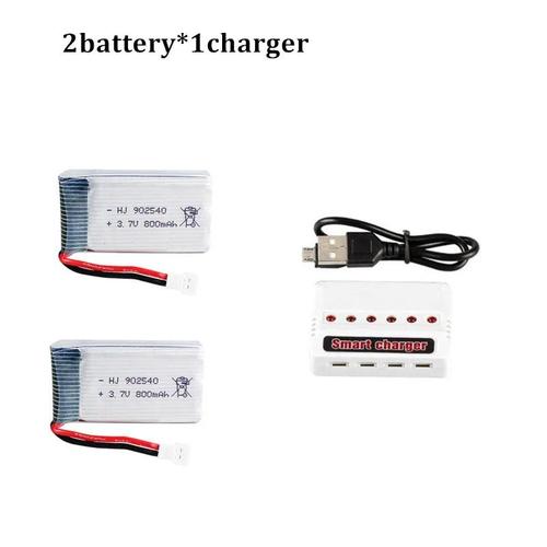 2batteryand6in1 - Batterie Lipo Pour Syma X5, X5c, X5sc, X5sw, Tk, M68, Mjx, X705c, Sgfemale Rc Quadcopter Drone, Pièce De Rechange, 3.7v, 800 V, 902540 Mah, 1s-Générique