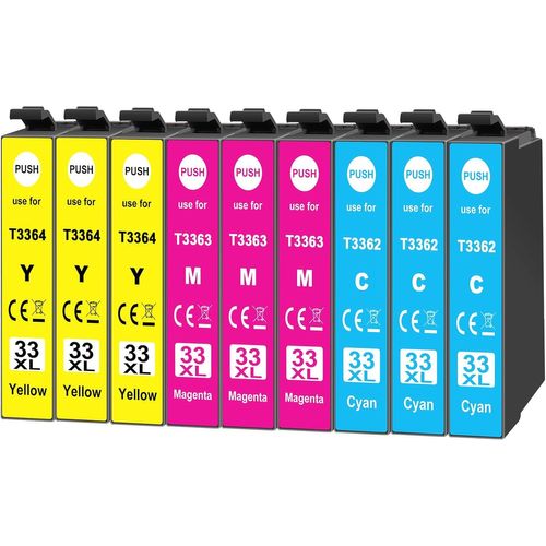 KGABERY-9x33Xl Ink Cartridges Compatible With Epson 33Xl Cyan Magenta Yellow For Epson Expression Premium Xp-530 Xp-540 Xp-7100 Xp-900 Xp-630 Xp-635