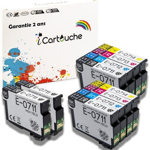 KGABERY-Compatible Ink Cartridge For Epson T0715 Stylus D120 Dx4050 Dx4450 Dx5050 Dx6050 Dx7400 Office Bx300F Bx600Fw Sx100 Sx110 Sx200 Sx210 Sx400 Sx415 Sx510W 600Fw Sx610Fw (4Bk 2C 2M 2Y)