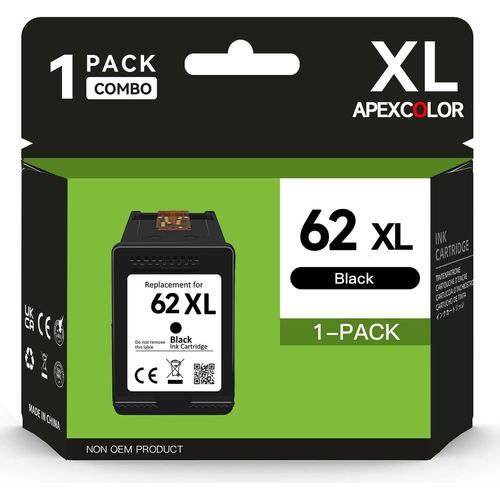 KGABERY-62Xl Black Print Cartridges For Hp 62 Replacement For Hp 62 Cartridges For Envy 5540 5541 5542 5640 5544 5546 5644 Officejet 200 200C 250 250C 5740 5742 5744