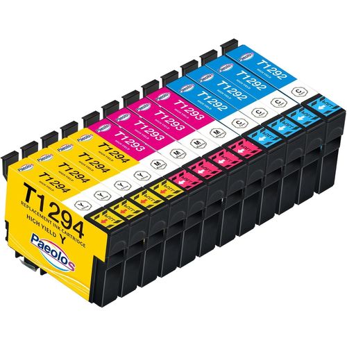 KGABERY-T1292 T1293 T1294 Replacement For Epson T1295 Ink Cartridges For Epson Stylus Sx235W Sx420W Sx425W Sx435W Sx525Wd Sx535Wd Workforce Wf-7515 Wf-3520Dwf Stylus Office Bx305F Bx320Fw