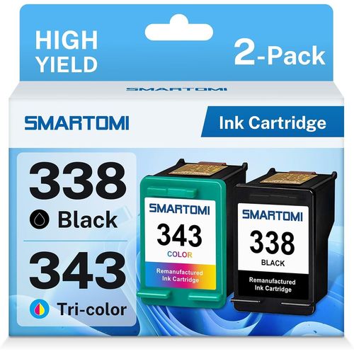 KGABERY-338 343 Multipack Of 2 Compatible Ink Cartridges For Hp 338 343 For Hp Deskjet 460 5740 6540 6620 6840 9800 Photosmart 2575 2610 8450 Pro B8360 Psc 1610 1610 3 235 5