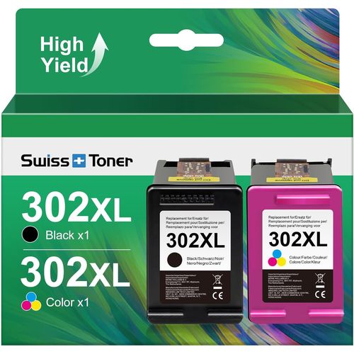 KGABERY-Compatible With Hp 302Xl 302 Xl Recycled Ink Cartridges For Hp Envy 4525 4520 4522 4524 4520 Officejet 3833 3830 3834 3832 4650 4654 Deskjet 3630 2130 1110 (Black/Black) Colour)