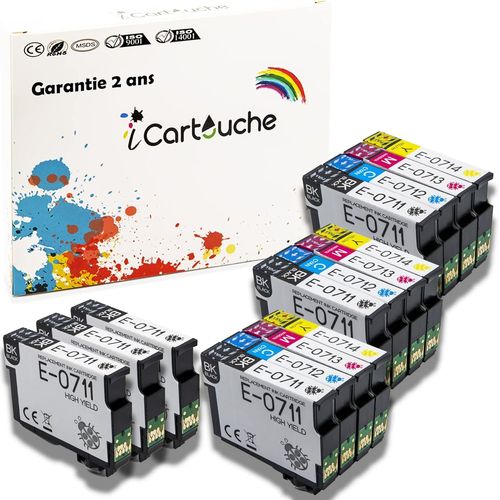 KGABERY-Compatible Ink Cartridge For Epson T0715 Stylus D120 Dx4050 Dx4450 Dx5050 Dx6050 Dx7400 Office Bx300F Bx600Fw Sx100 Sx110 Sx200 Sx210 Sx400 Sx415 Sx510W 600Fw Sx610Fw (6Bk 3C 3M 3Y)