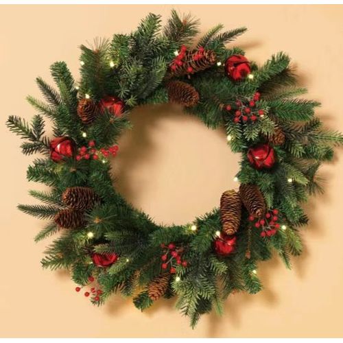 2020 Couronne de Noël avec lumières LED Décoration de porte suspendue