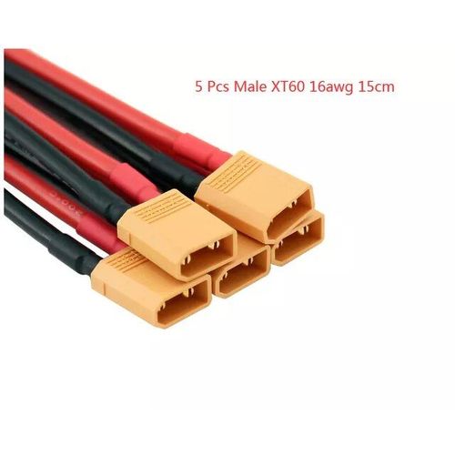 5 Pcs 15 Cm Mâle - Connecteur Mâle Et Femelle Xt30 Avec Câble En Fer-Blanc, 16awg, Pour Batterie Rc Lipo Fpv, Chargeur De Drone-Générique