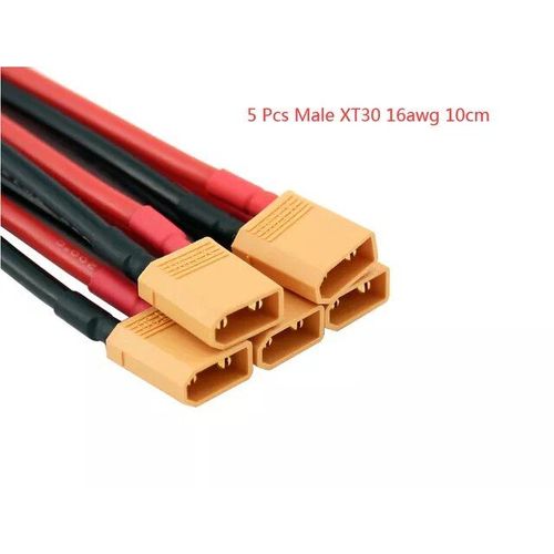 5 Pcs 10 Cm Mâle - Connecteur Mâle Et Femelle Xt30 Avec Câble En Fer-Blanc, 16awg, Pour Batterie Rc Lipo Fpv, Chargeur De Drone-Générique