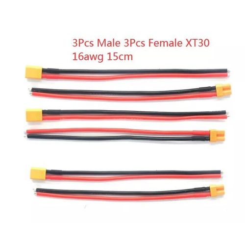 3 Paires 15cm - Connecteur Mâle Et Femelle Xt30 Avec Câble En Fer-Blanc, 16awg, Pour Batterie Rc Lipo Fpv, Chargeur De Drone-Générique