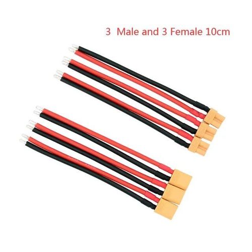 3 Paires 10cm - Connecteur Mâle Et Femelle Xt30 Avec Câble En Fer-Blanc, 16awg, Pour Batterie Rc Lipo Fpv, Chargeur De Drone-Générique