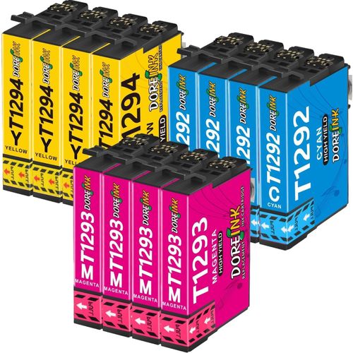 KGABERY-T1295 Compatible For Epson T1295 T1292 T1293 T1294 Ink Cartridge With Epson Stylus Sx235W Sx420W Sx425W Sx435W Sx525Wd Sx535Wd Workforce Wf-3520 Wf-7515 (4 Cyan,4 Magenta,4 Yellow)