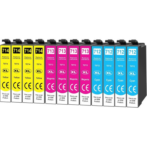 KGABERY-12X T0715 Compatible Ink Cartridges For Epson T0712 T0713 T0714 For Stylus Bx300F Sx610Fw Sx600Fw Sx510W Sx400 Sx410 Sx415 Sx100 Sx200 Sx210 Sx215 Sx218 Dx440 0 Dx7400