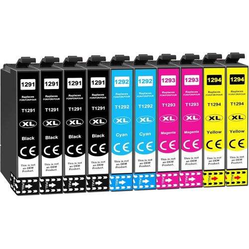 KGABERY-129Xl T1295 Compatible Ink Cartridges For Epson T1291 T1292 T1293 T1294 For Epson Stylus Sx425W Sx525Wd Sx445W Sx235W Workforce Wf3520 Wf7620 Stylus Office Bx305 (Pack Of 10)
