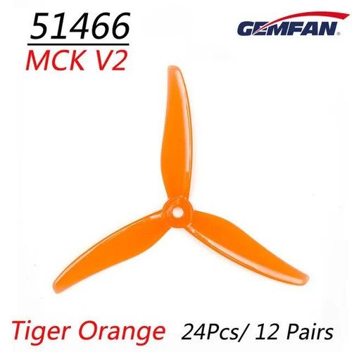 Tiger Orange De 12 Paires - Gemfan 51466 V2 5 Pouces 3 Lames/Trois Lames, Accessoires D'hélice Cw Ccw Moteur Sans Balais Fpv, Hélice Pour Drone De Course Fpv 24 Pièces/12 Paires-Générique