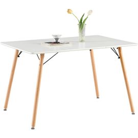 Kgabery-Scandinavian Rectangular Wood Design Dining Table For 4 People White 120x80x74 Cm (Table Only)