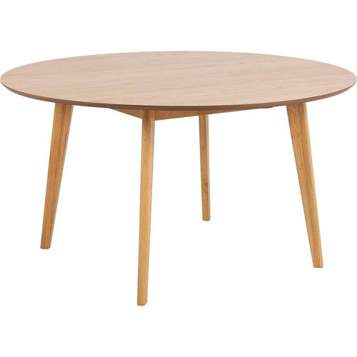Kgabery-Roxanne Round Oak Dining Table For 5 People Diameter 76 Cm Kitchen Table With Stained Legs Retro Modern Style For Dining Room,Wood,H: 76xb: 140xt: 140 Cm