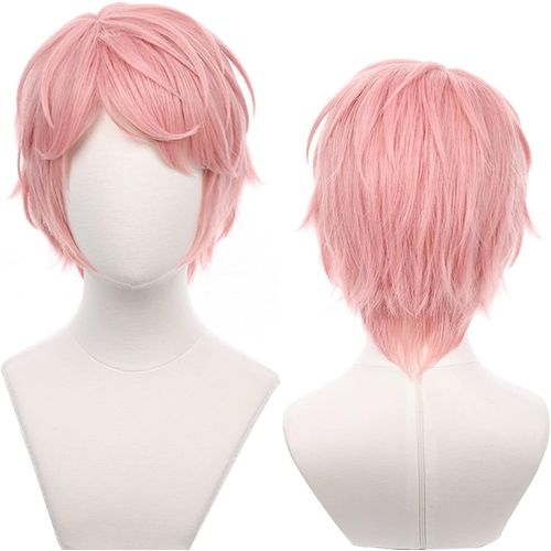 Kgabery-Pink Anime Cosplay Wig With Short Straight Heat Resistant Synthetic Fiber Halloween Comic Con Cosplay Show