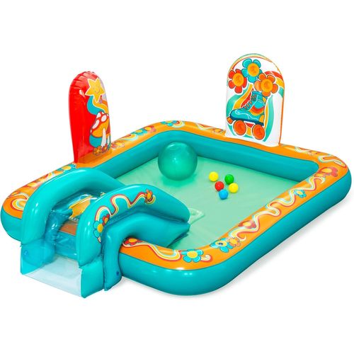 anwxai-Aire De Jeux Et Piscine Gonflable Pour Enfants Retro Groove-193cmX152cmX74cm-Multicolore